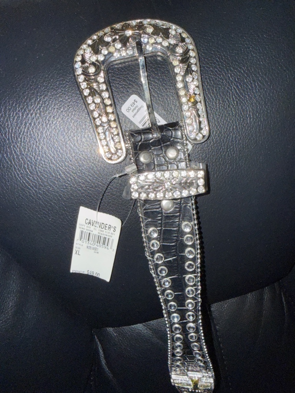 Black Rhinestone Western Belt - Sparkling Buckle